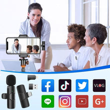 Cargar imagen en el visor de la galería, Micrófono Inalámbrico K9 para Móviles - Compatible con iPhone y Android - Calidad Profesional para Vídeos, Podcast y Más
