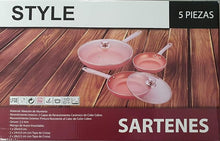 Cargar imagen en el visor de la galería, Juego de Sartenes Style 5 Piezas - 20cm/24cm/28cm, Revestimiento Cerámico de Cobre
