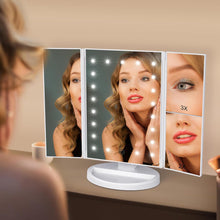 Cargar imagen en el visor de la galería, Espejo de Tocador de Maquillaje con Iluminación LED - Pantalla Táctil, 3 Aumentos y Rotación Ajustable
